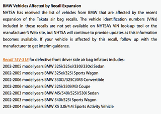 Illustration for article titled PSA: Takata recalls now affect many early 00s BMWs (e39, e46, e53)